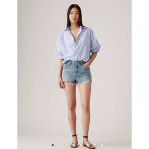 LEVI'S‎ 501 Classic High Rise Distressed Cut Off Jean Shorts Vague Finish Sz 24